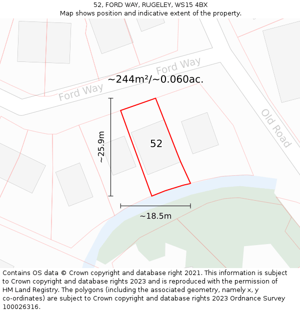 52, FORD WAY, RUGELEY, WS15 4BX: Plot and title map