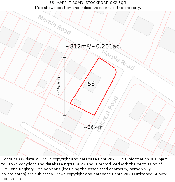 56, MARPLE ROAD, STOCKPORT, SK2 5QB: Plot and title map