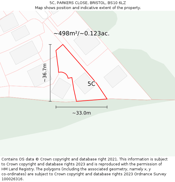 5C, PARKERS CLOSE, BRISTOL, BS10 6LZ: Plot and title map