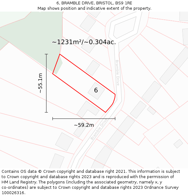 6, BRAMBLE DRIVE, BRISTOL, BS9 1RE: Plot and title map