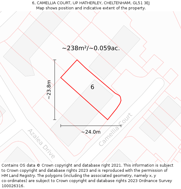 6, CAMELLIA COURT, UP HATHERLEY, CHELTENHAM, GL51 3EJ: Plot and title map