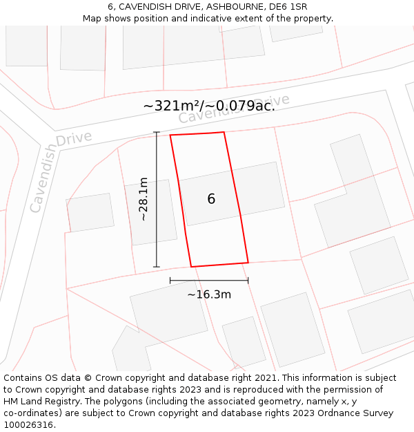 6, CAVENDISH DRIVE, ASHBOURNE, DE6 1SR: Plot and title map