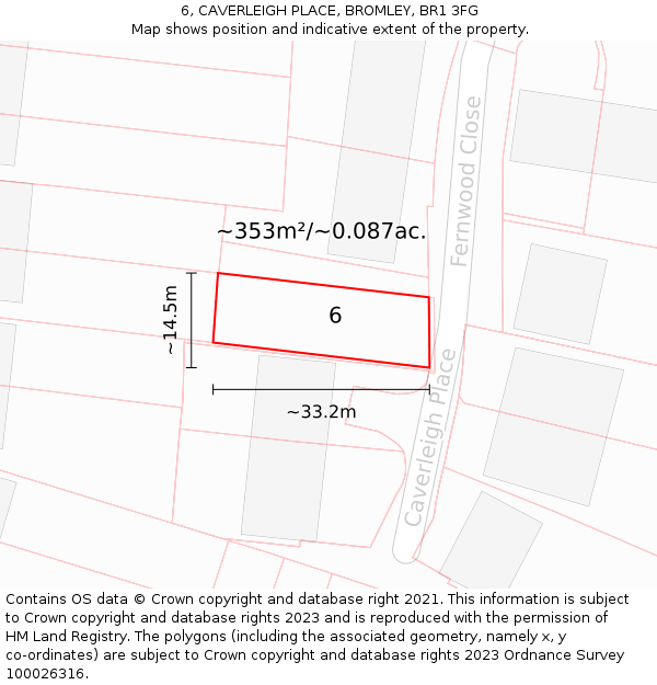 6, CAVERLEIGH PLACE, BROMLEY, BR1 3FG: Plot and title map