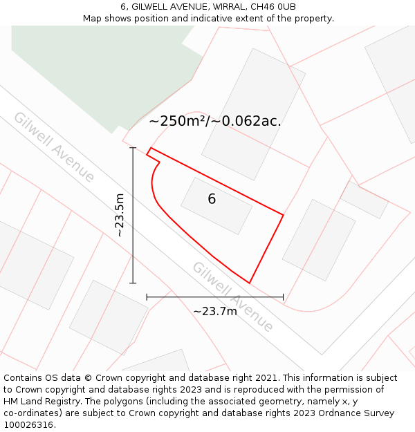 6, GILWELL AVENUE, WIRRAL, CH46 0UB: Plot and title map