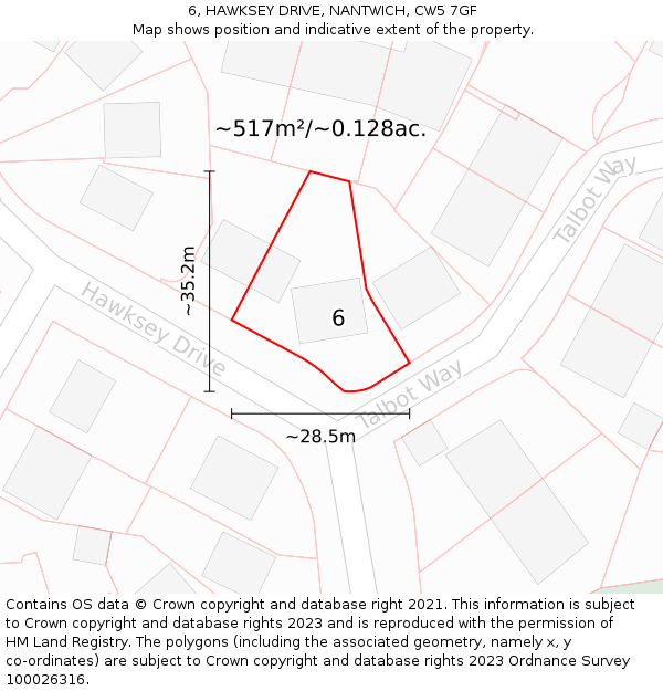 6, HAWKSEY DRIVE, NANTWICH, CW5 7GF: Plot and title map