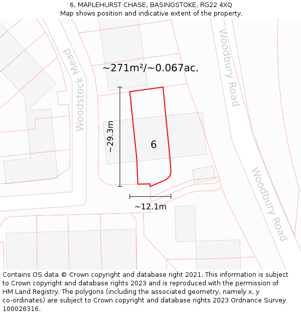 6, MAPLEHURST CHASE, BASINGSTOKE, RG22 4XQ: Plot and title map