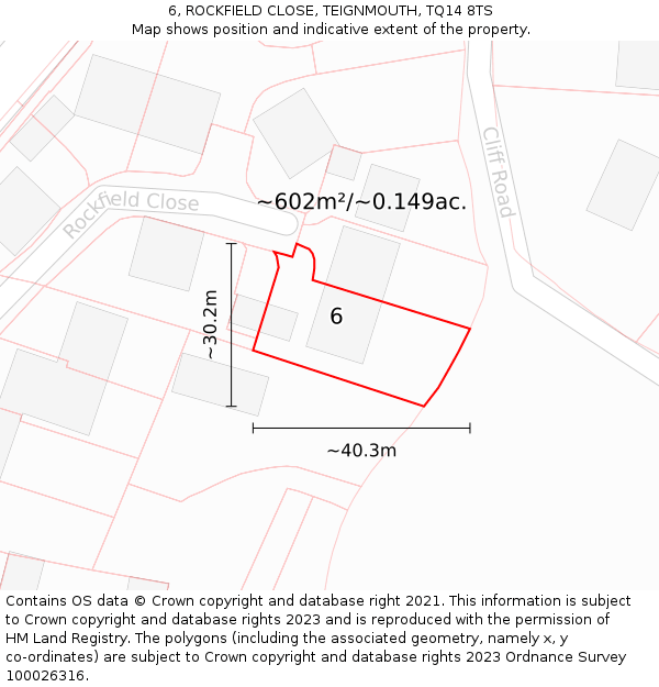 6, ROCKFIELD CLOSE, TEIGNMOUTH, TQ14 8TS: Plot and title map