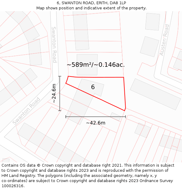 6, SWANTON ROAD, ERITH, DA8 1LP: Plot and title map