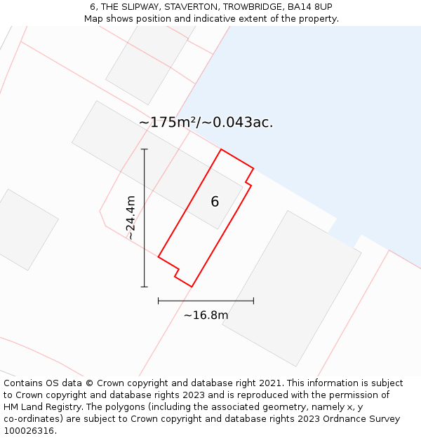 6, THE SLIPWAY, STAVERTON, TROWBRIDGE, BA14 8UP: Plot and title map