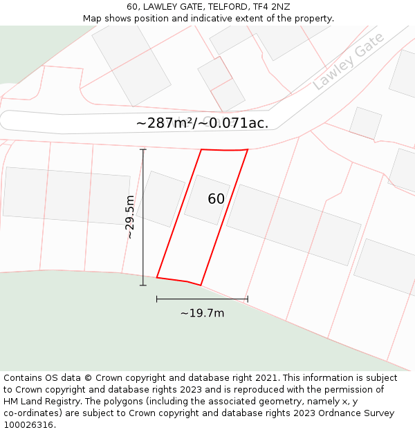 60, LAWLEY GATE, TELFORD, TF4 2NZ: Plot and title map