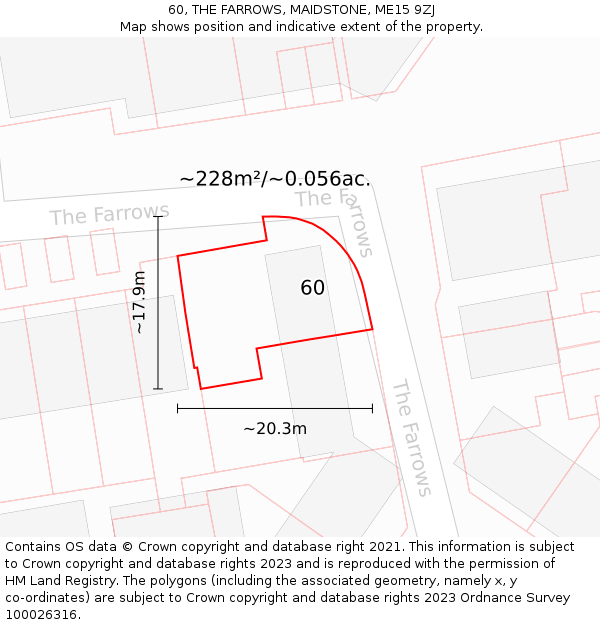 60, THE FARROWS, MAIDSTONE, ME15 9ZJ: Plot and title map