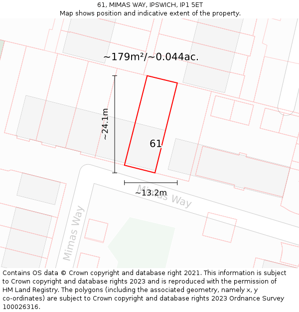 61, MIMAS WAY, IPSWICH, IP1 5ET: Plot and title map