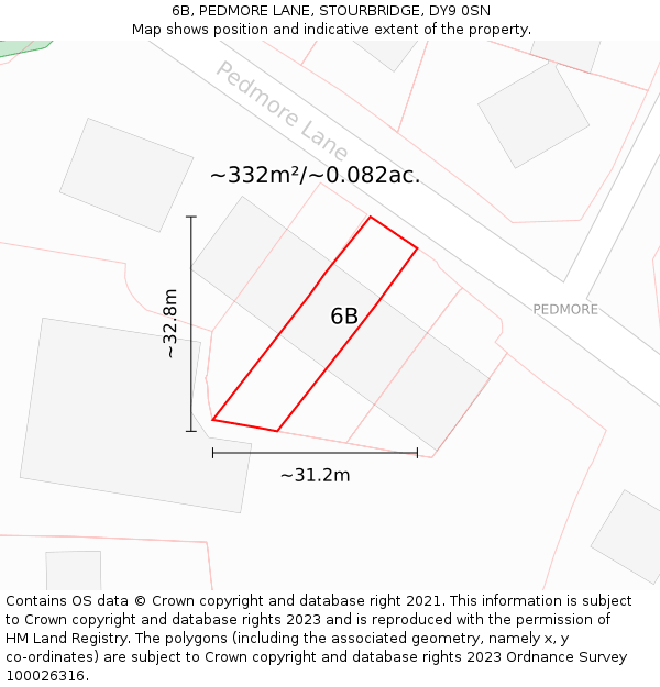 6B, PEDMORE LANE, STOURBRIDGE, DY9 0SN: Plot and title map