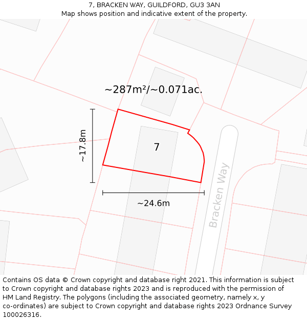 7, BRACKEN WAY, GUILDFORD, GU3 3AN: Plot and title map