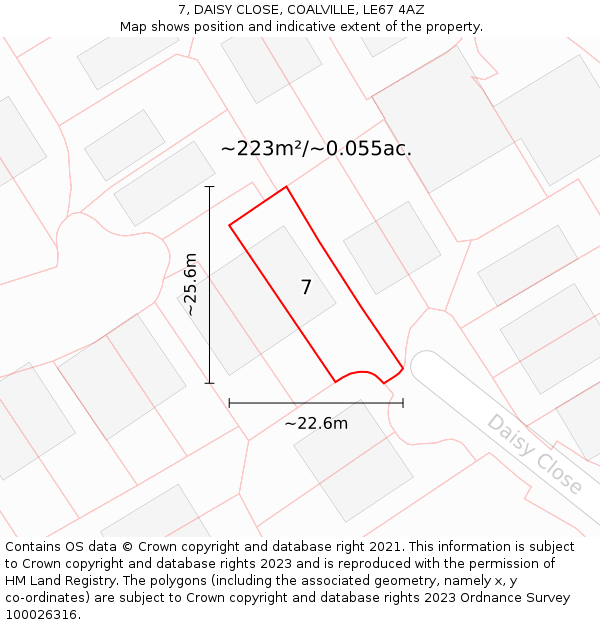 7, DAISY CLOSE, COALVILLE, LE67 4AZ: Plot and title map