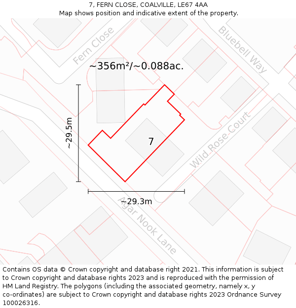 7, FERN CLOSE, COALVILLE, LE67 4AA: Plot and title map