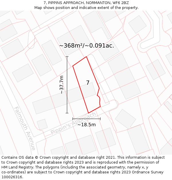 7, PIPPINS APPROACH, NORMANTON, WF6 2BZ: Plot and title map