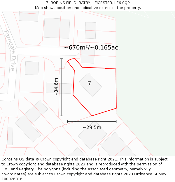 7, ROBINS FIELD, RATBY, LEICESTER, LE6 0QP: Plot and title map