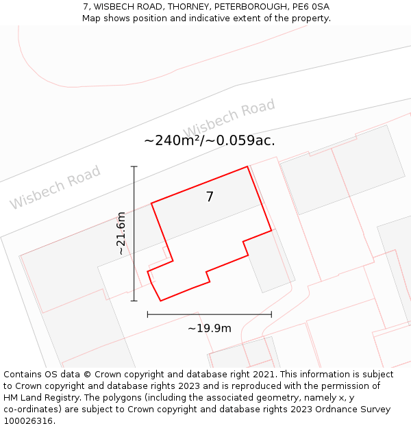 7, WISBECH ROAD, THORNEY, PETERBOROUGH, PE6 0SA: Plot and title map