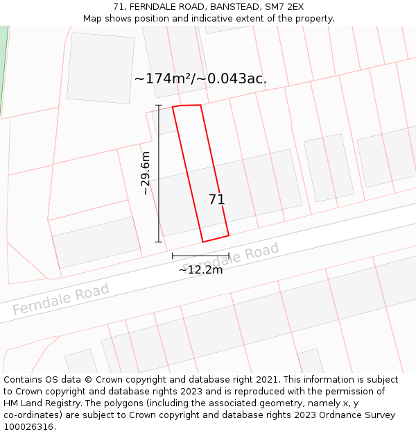 71, FERNDALE ROAD, BANSTEAD, SM7 2EX: Plot and title map