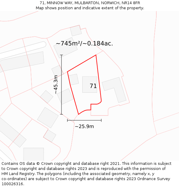 71, MINNOW WAY, MULBARTON, NORWICH, NR14 8FR: Plot and title map