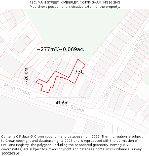 73C, MAIN STREET, KIMBERLEY, NOTTINGHAM, NG16 2NG: Plot and title map