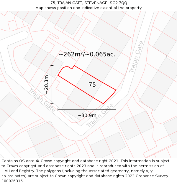 75, TRAJAN GATE, STEVENAGE, SG2 7QQ: Plot and title map