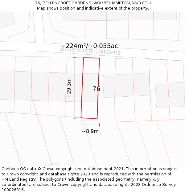 76, BELLENCROFT GARDENS, WOLVERHAMPTON, WV3 8DU: Plot and title map