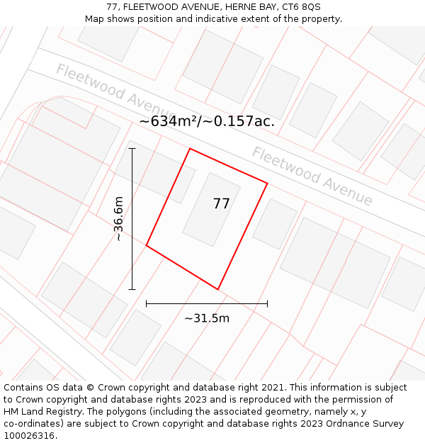 77, FLEETWOOD AVENUE, HERNE BAY, CT6 8QS: Plot and title map