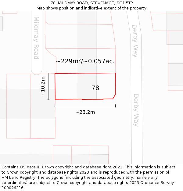 78, MILDMAY ROAD, STEVENAGE, SG1 5TP: Plot and title map