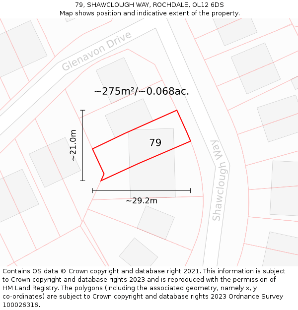 79, SHAWCLOUGH WAY, ROCHDALE, OL12 6DS: Plot and title map