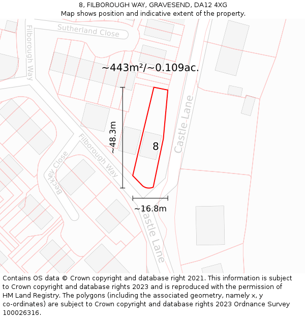 8, FILBOROUGH WAY, GRAVESEND, DA12 4XG: Plot and title map