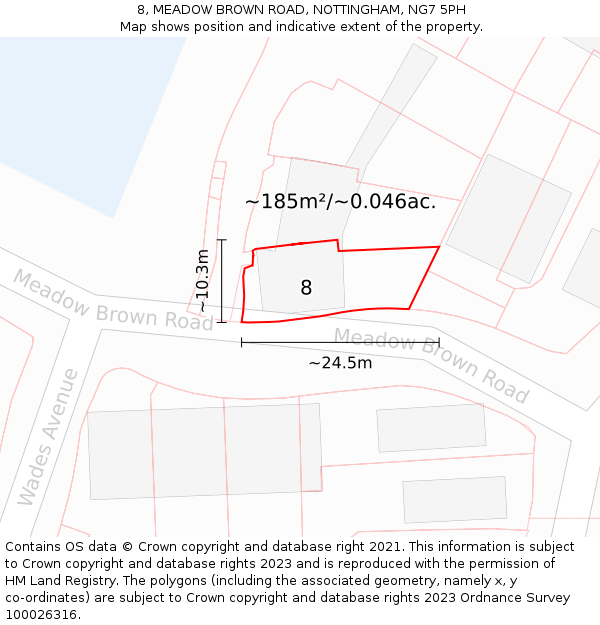 8, MEADOW BROWN ROAD, NOTTINGHAM, NG7 5PH: Plot and title map