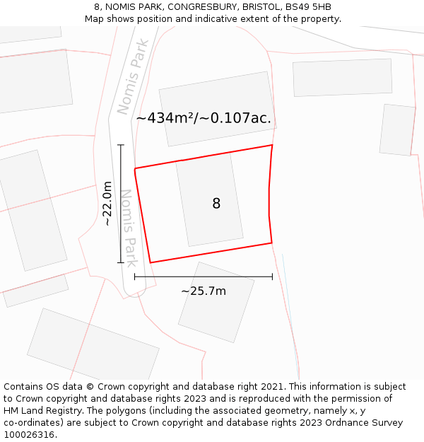 8, NOMIS PARK, CONGRESBURY, BRISTOL, BS49 5HB: Plot and title map