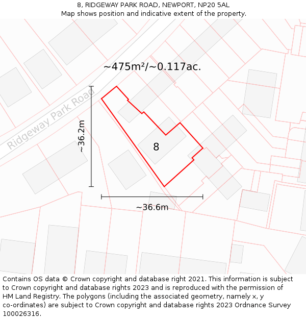 8, RIDGEWAY PARK ROAD, NEWPORT, NP20 5AL: Plot and title map