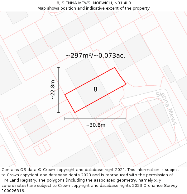 8, SIENNA MEWS, NORWICH, NR1 4LR: Plot and title map