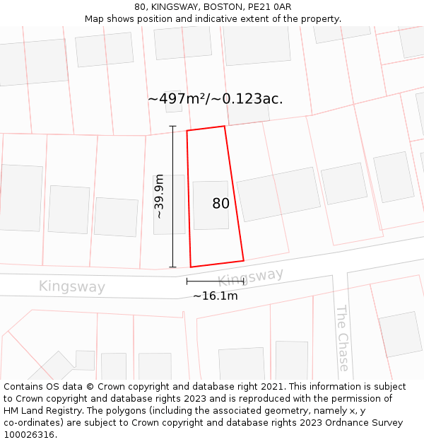 80, KINGSWAY, BOSTON, PE21 0AR: Plot and title map