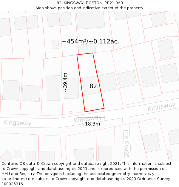 82, KINGSWAY, BOSTON, PE21 0AR: Plot and title map