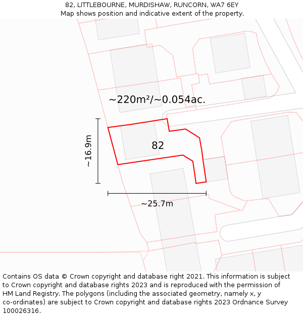 82, LITTLEBOURNE, MURDISHAW, RUNCORN, WA7 6EY: Plot and title map