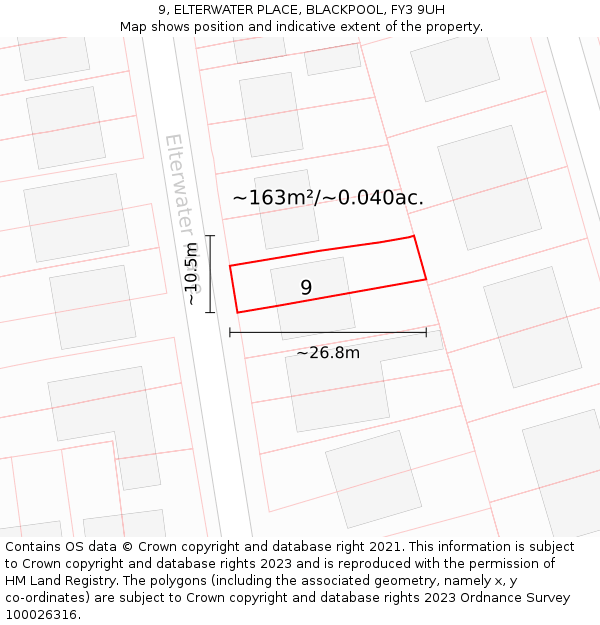 9, ELTERWATER PLACE, BLACKPOOL, FY3 9UH: Plot and title map