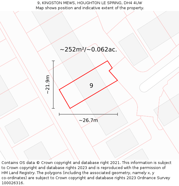 9, KINGSTON MEWS, HOUGHTON LE SPRING, DH4 4UW: Plot and title map