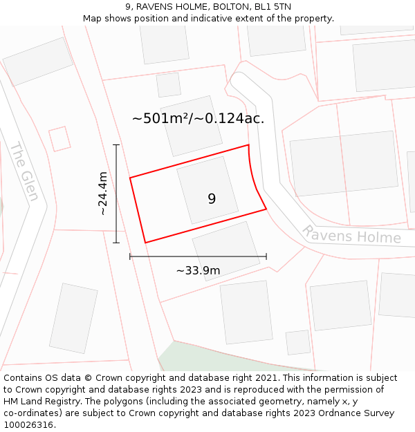 9, RAVENS HOLME, BOLTON, BL1 5TN: Plot and title map