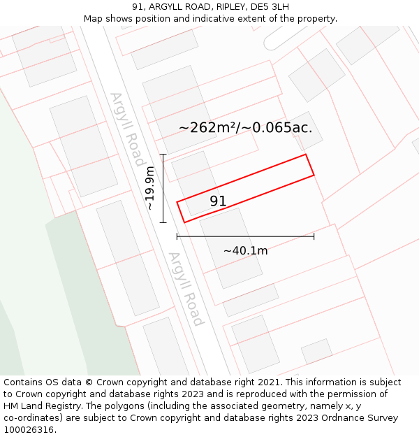 91, ARGYLL ROAD, RIPLEY, DE5 3LH: Plot and title map