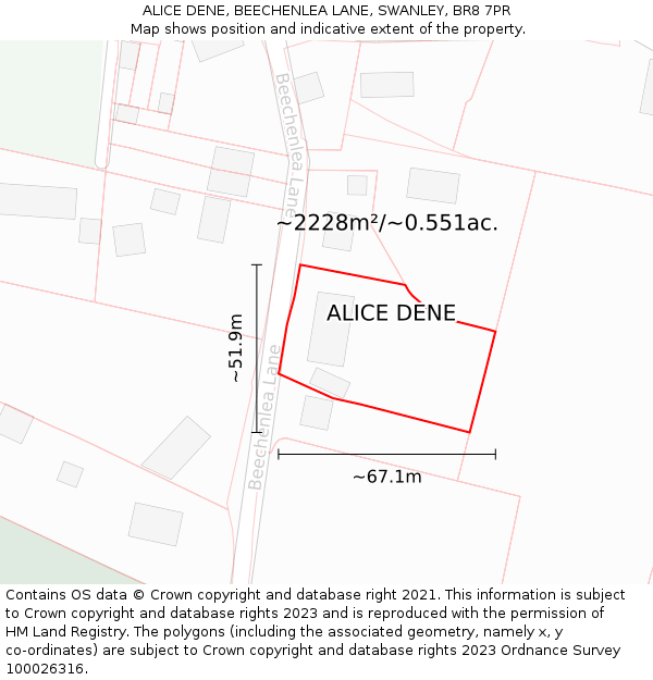 ALICE DENE, BEECHENLEA LANE, SWANLEY, BR8 7PR: Plot and title map