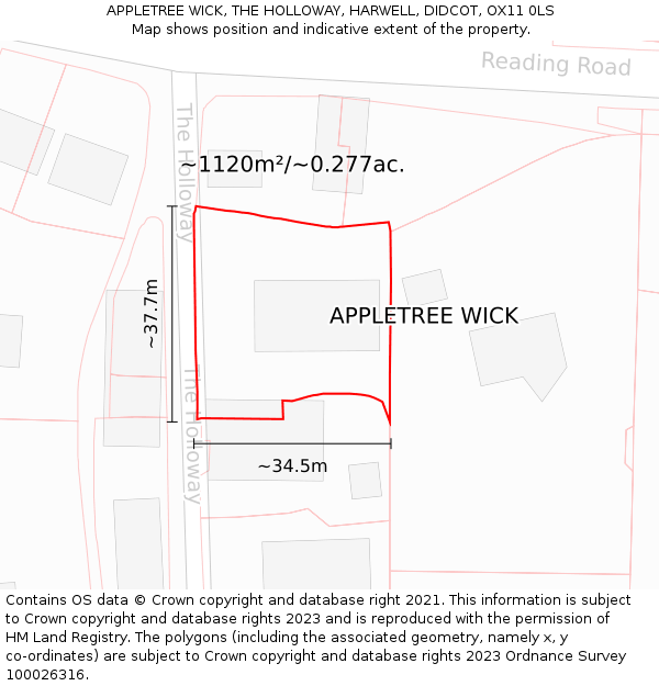 APPLETREE WICK, THE HOLLOWAY, HARWELL, DIDCOT, OX11 0LS: Plot and title map