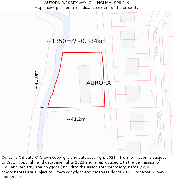 AURORA, WESSEX WAY, GILLINGHAM, SP8 4LX: Plot and title map