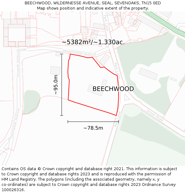 BEECHWOOD, WILDERNESSE AVENUE, SEAL, SEVENOAKS, TN15 0ED: Plot and title map