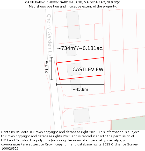 CASTLEVIEW, CHERRY GARDEN LANE, MAIDENHEAD, SL6 3QG: Plot and title map