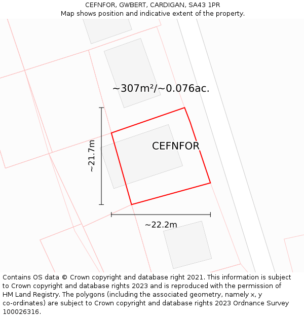 CEFNFOR, GWBERT, CARDIGAN, SA43 1PR: Plot and title map