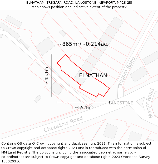 ELNATHAN, TREGARN ROAD, LANGSTONE, NEWPORT, NP18 2JS: Plot and title map